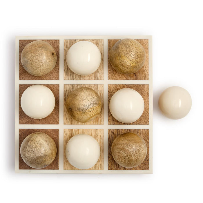 Hand-Crafted Footed Tic-Tac-Toe Game with Round Balls