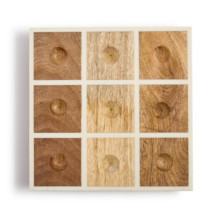 Hand-Crafted Footed Tic-Tac-Toe Game with Round Balls