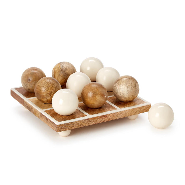 Hand-Crafted Footed Tic-Tac-Toe Game with Round Balls