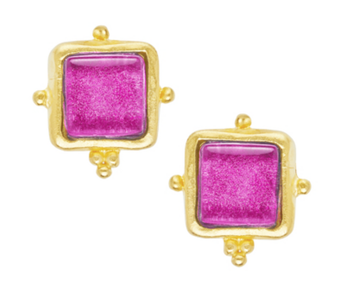 Handcast Gold and French Glass Earrings