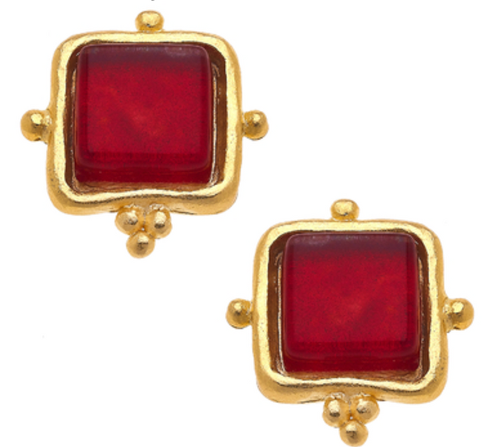 Handcast Gold and French Glass Earrings