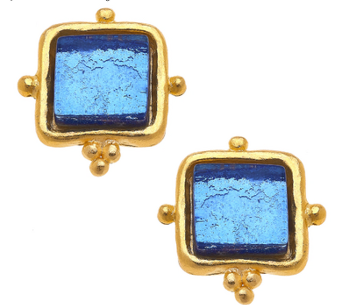 Handcast Gold and French Glass Earrings