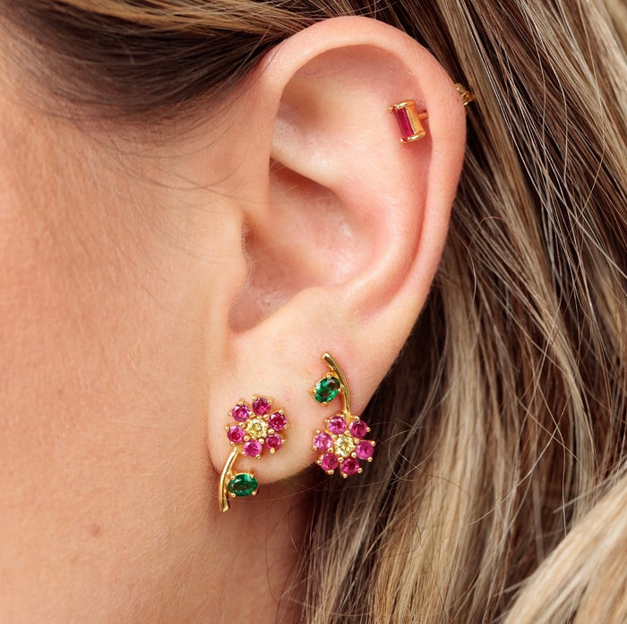 Hannah Martin Mismatched Flower Stud Earrings