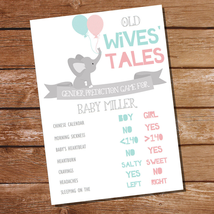 He Or She Elephant Gender Reveal Party Prediction Game