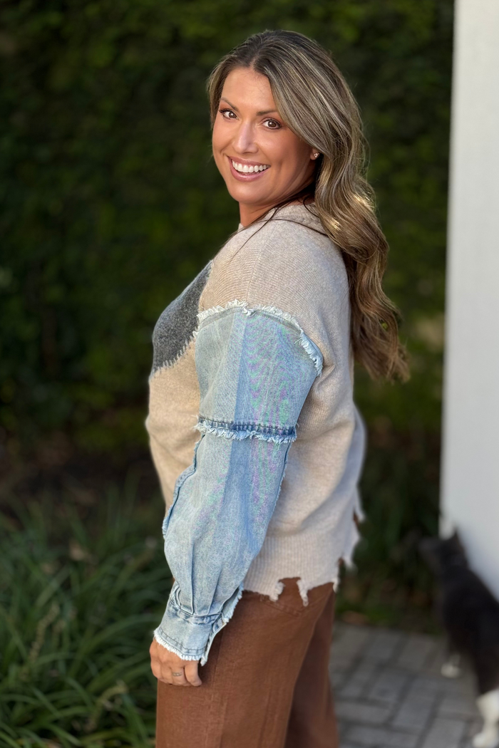 Heart & Denim Contrast Sweater