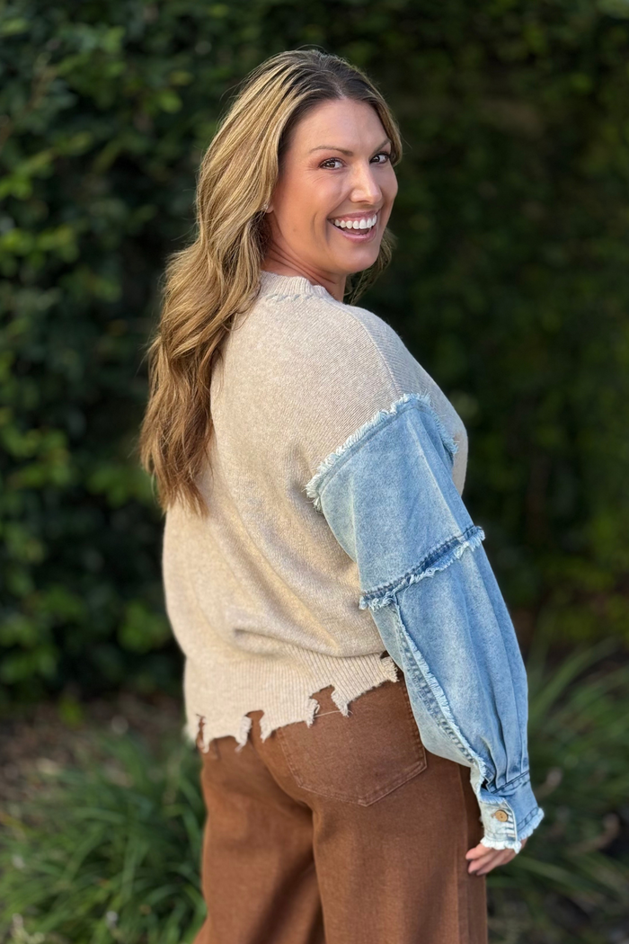 Heart & Denim Contrast Sweater