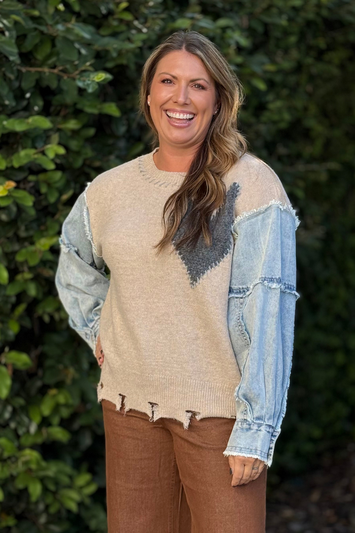 Heart & Denim Contrast Sweater