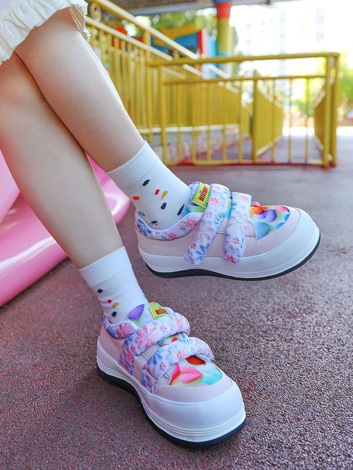 Heart Pattern Round-Toe Flats