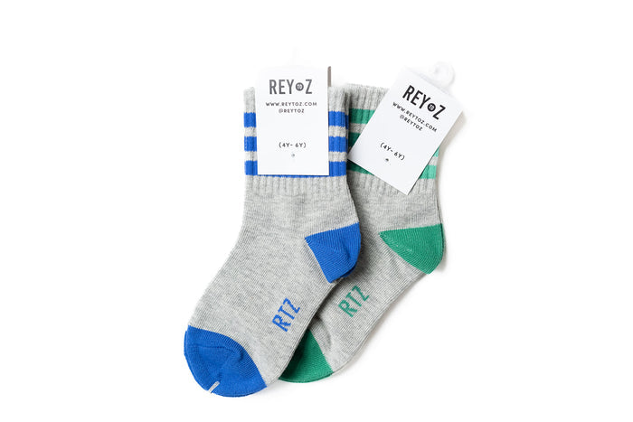 Heather Grey & Blue Stripe Socks