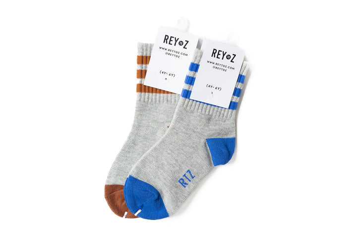 Heather Grey & Blue Stripe Socks