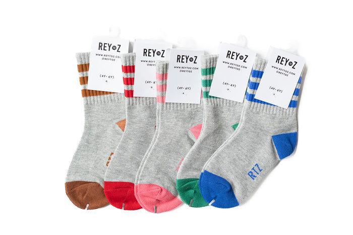 Heather Grey & Blue Stripe Socks