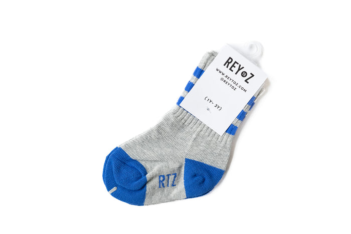 Heather Grey & Blue Stripe Socks