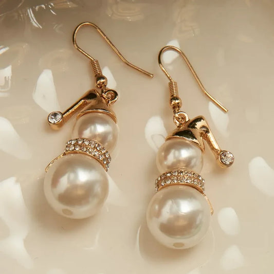 Holiday Snowman Pearl Earrings
