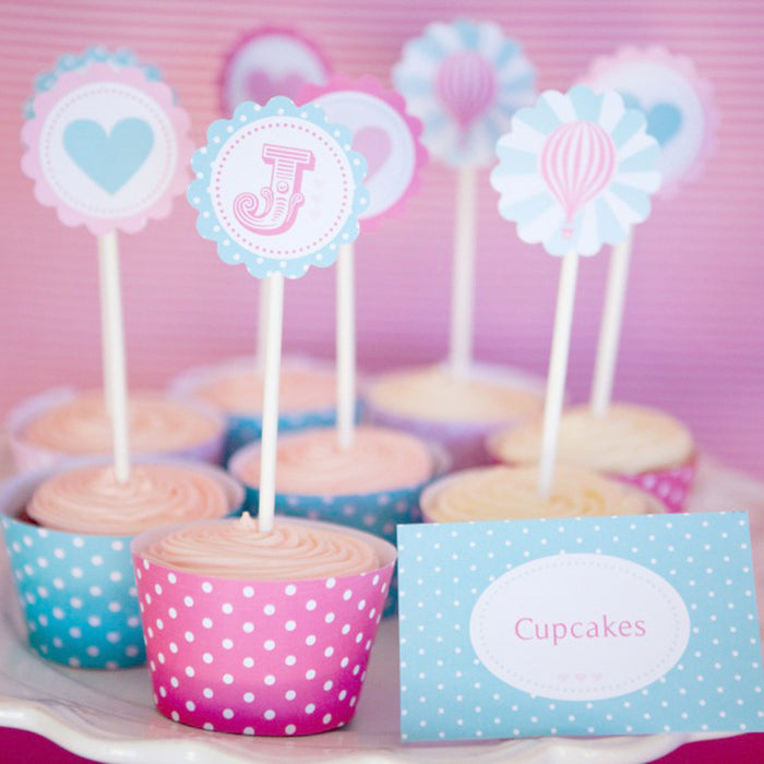 Hot Air Balloon Birthday Party Cupcake Toppers