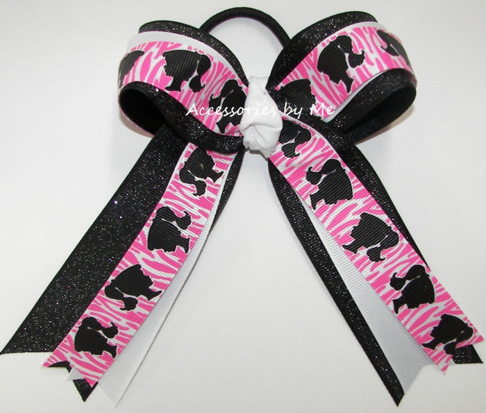 Hot Pink Black Zebra Ponytail Bow