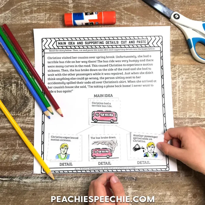 I Can Determine the Main Idea: No-Prep Workbook - Materials peachiespeechie.com