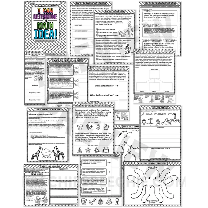 I Can Determine the Main Idea: No-Prep Workbook - Materials peachiespeechie.com