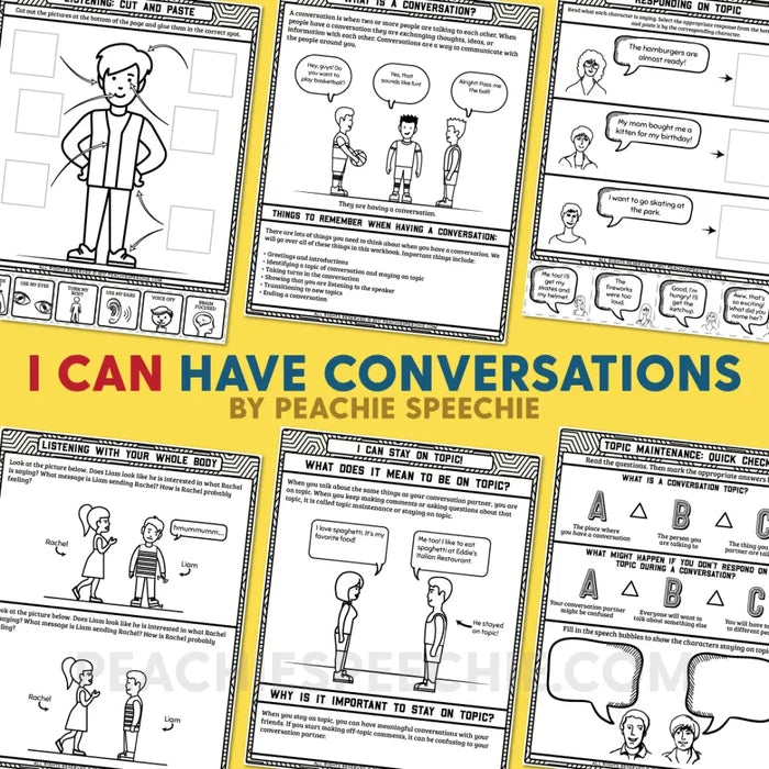 I Can Have Conversations: No-Prep Social Language Workbook - Materials peachiespeechie.com
