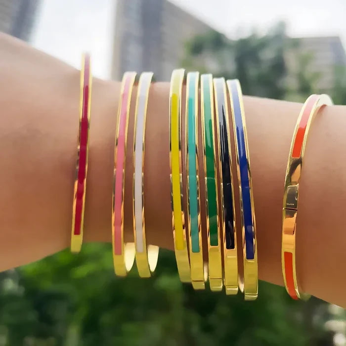 India Enamel Stripe cuff  Bracelet