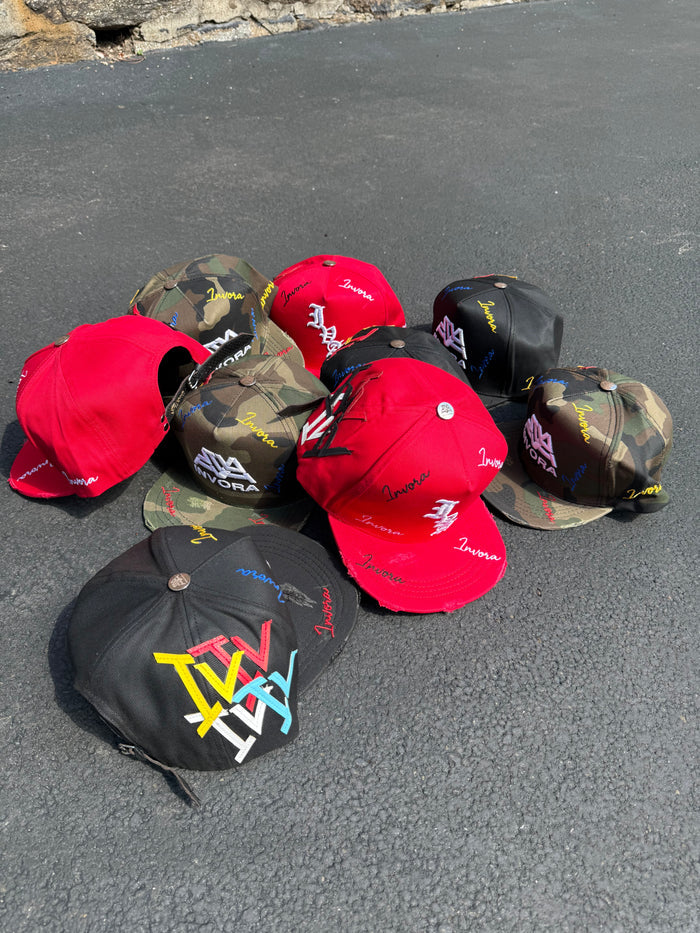 INVORA RED “IVA” DISTRESSED HAT