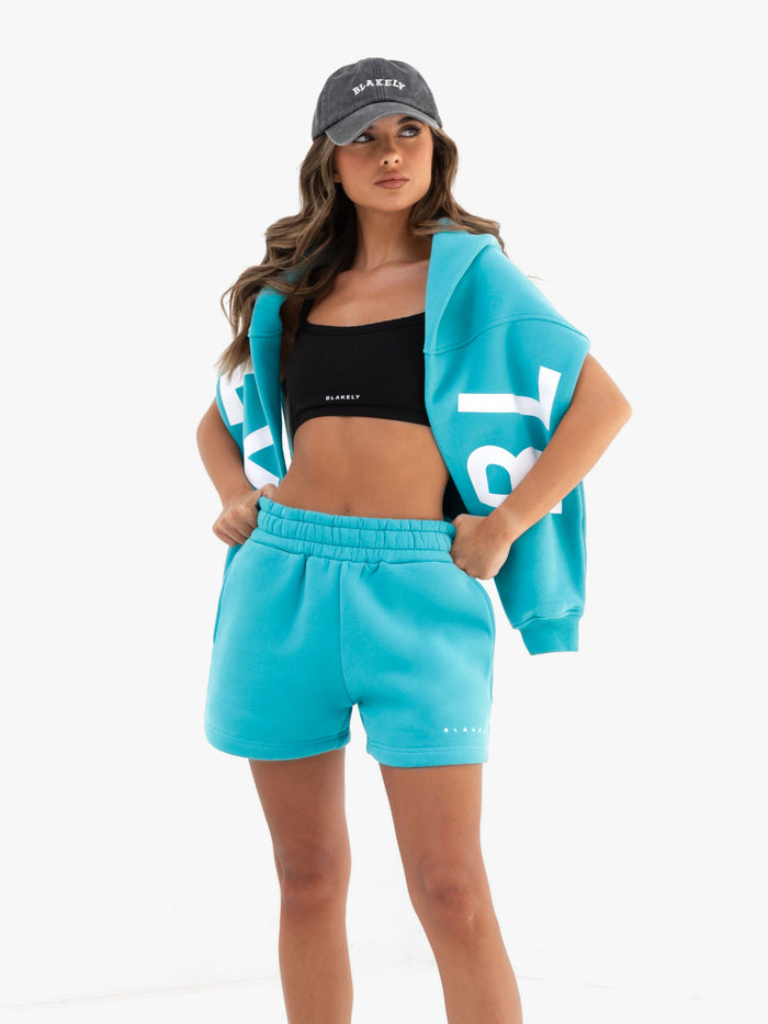 Isabel Jogger Shorts - Aqua