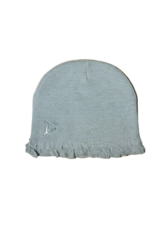 IV GREY RHINESTONE DISTRESS BEANIE