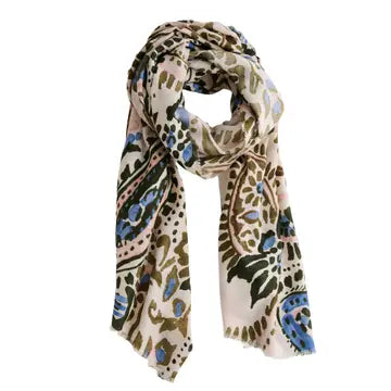 Ivory Abstract Raw Edge Lightweight Scarf