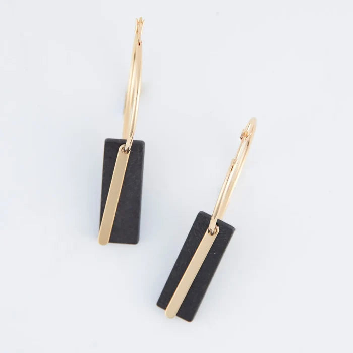 Jolie Wooden Bar Hoop Earrings