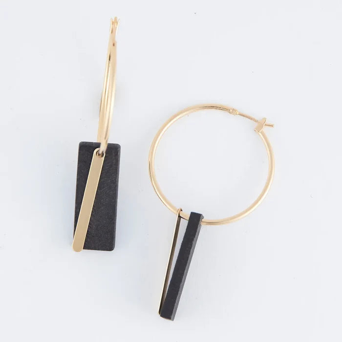 Jolie Wooden Bar Hoop Earrings