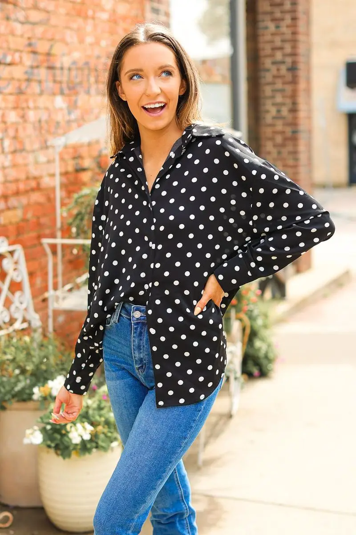 Kathryn Classic Polka-Dot Button-Up