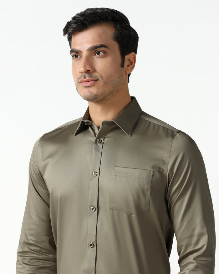 Khaki Non Iron Solid Shirt - Liviya