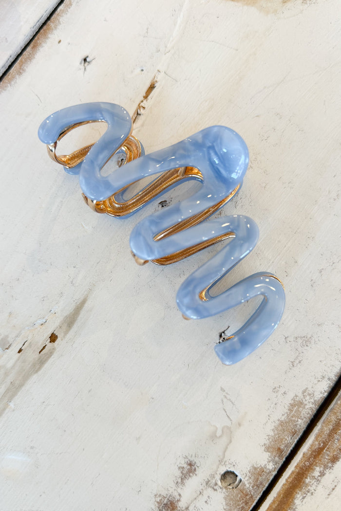 Large Zig Zag Claw Clip Blue, claw clip, clip, dallas boutique, adeline boutique, boutique