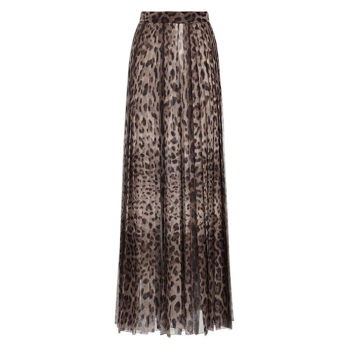 Dolce & Gabbana Leopard Print Wide Chiffon Pants - Runway Catalog
