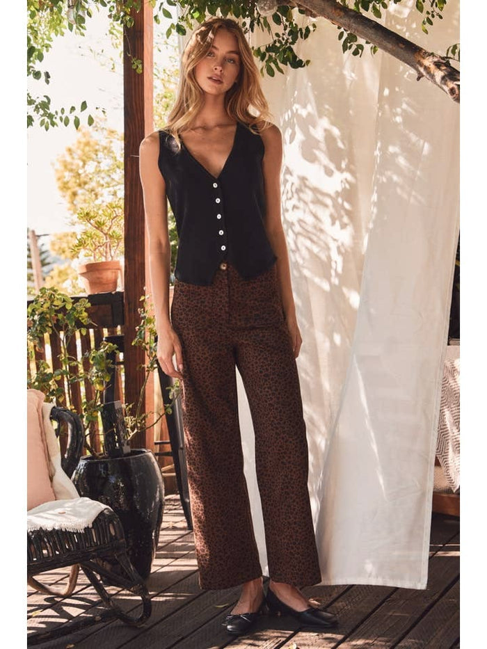 Leopard Print Wide-Leg Pants