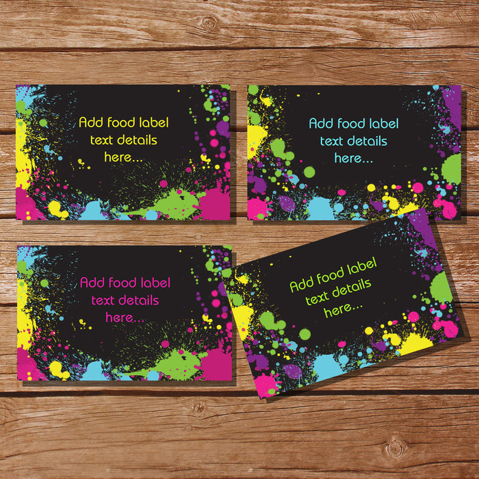 Let's Glow Neon Party Food Label Tent Cards