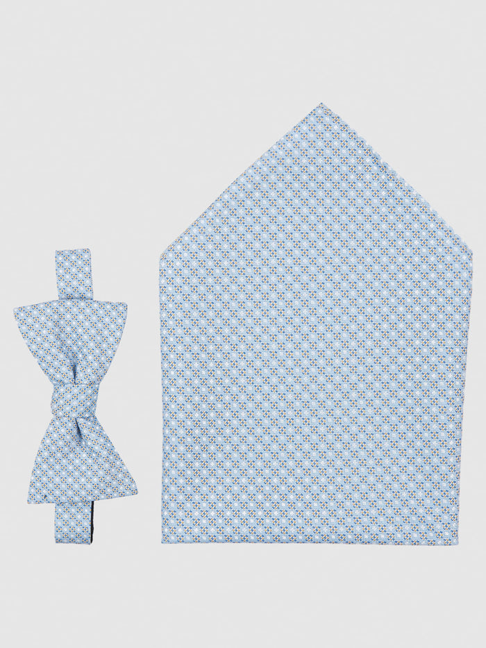 Light Blue Printed Bow Tie