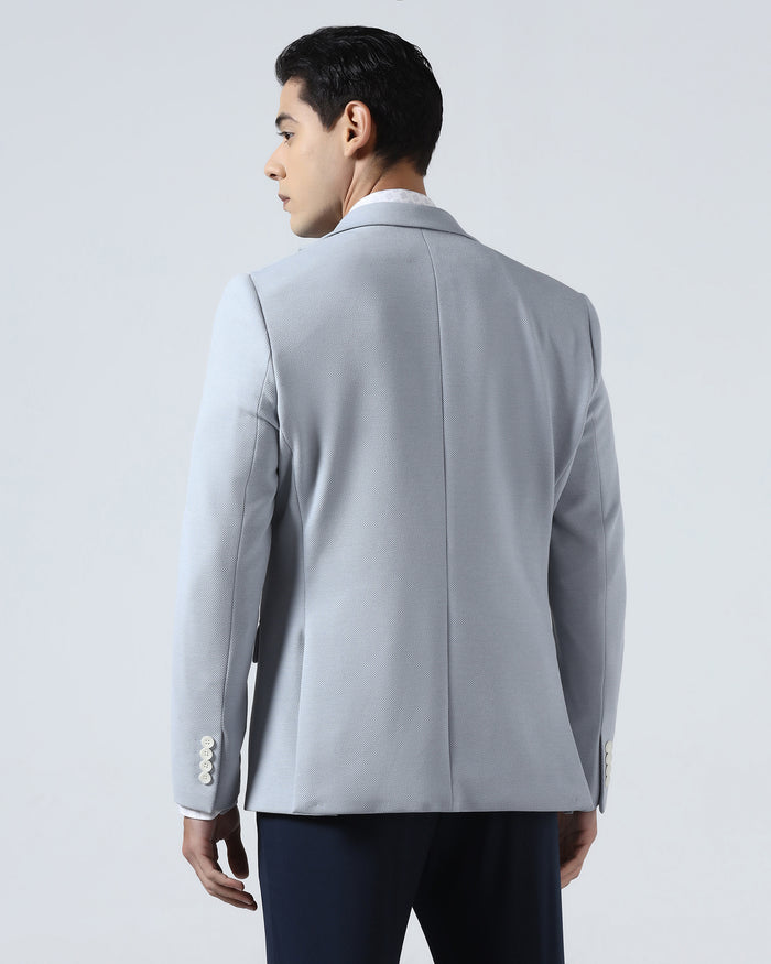 Light Blue Textured Blazer - Jevlon