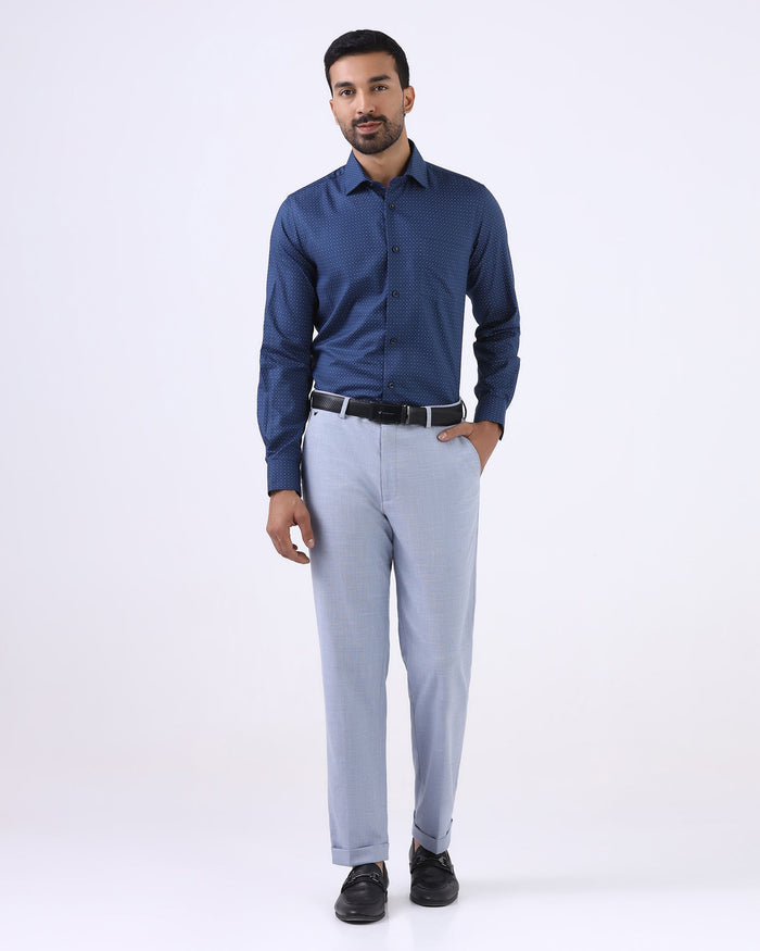 Light Blue Textured Trouser - Marta