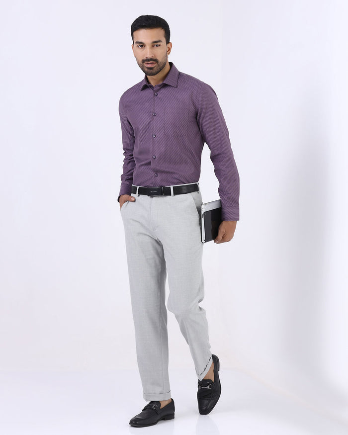 Light Grey Textured Trouser - Marta