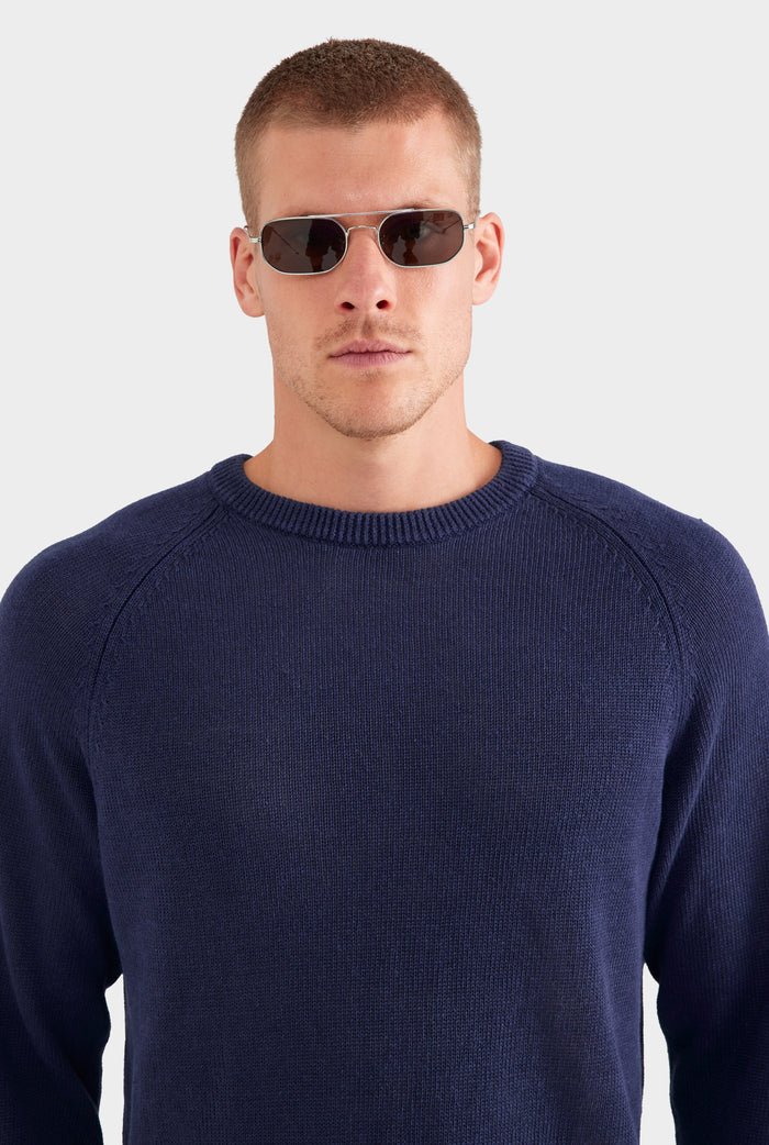 Linen Raglan Sweater - Navy