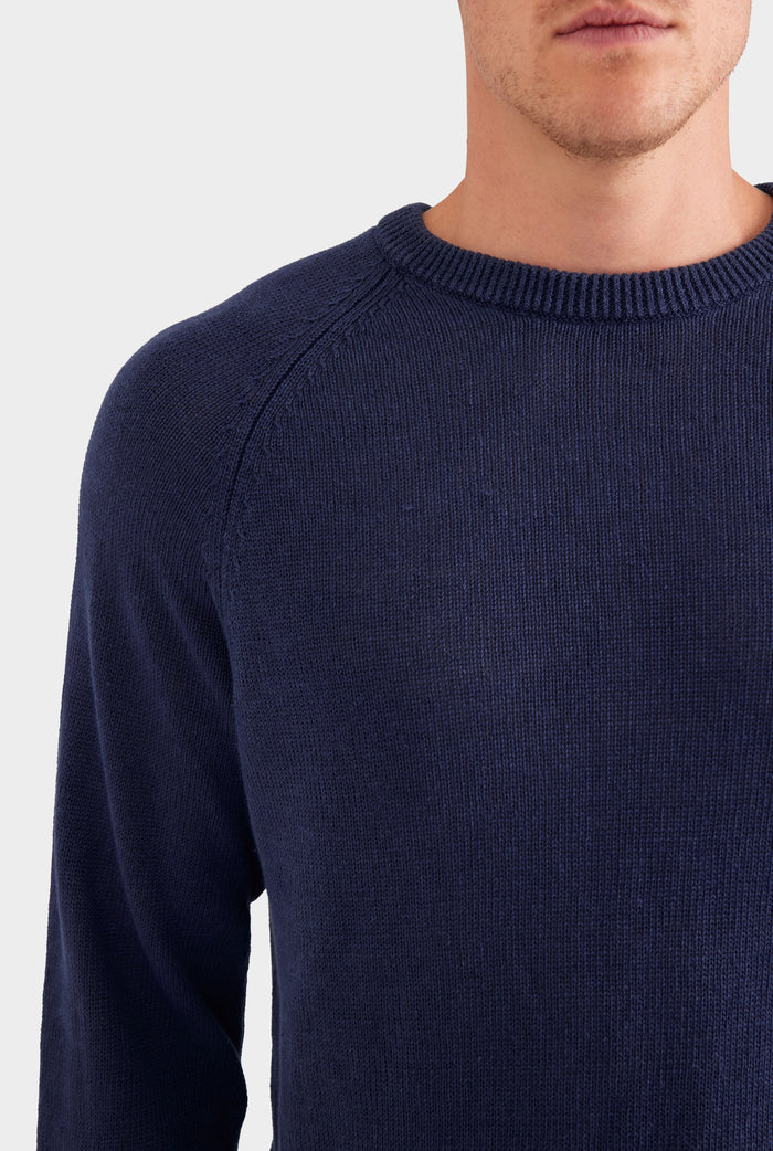 Linen Raglan Sweater - Navy