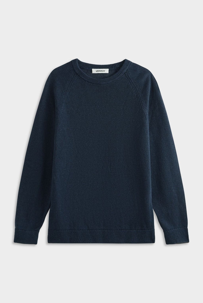 Linen Raglan Sweater - Navy