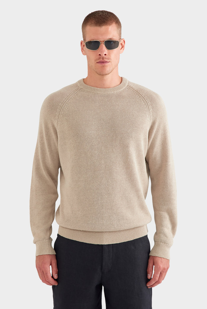 Linen Raglan Sweater - Taupe
