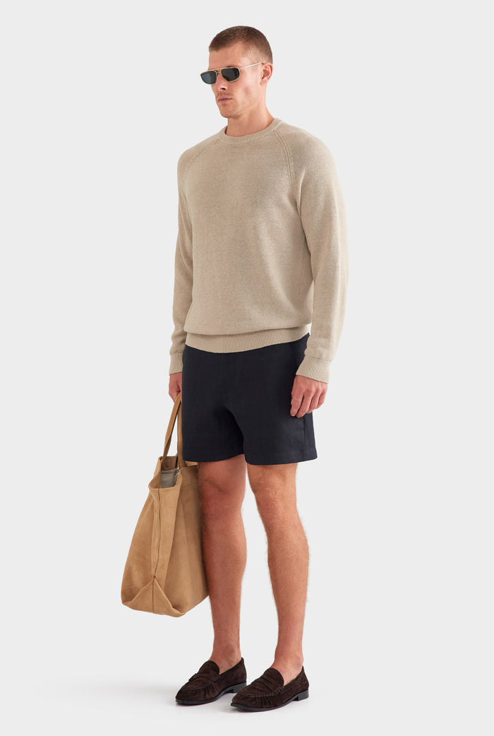 Linen Raglan Sweater - Taupe
