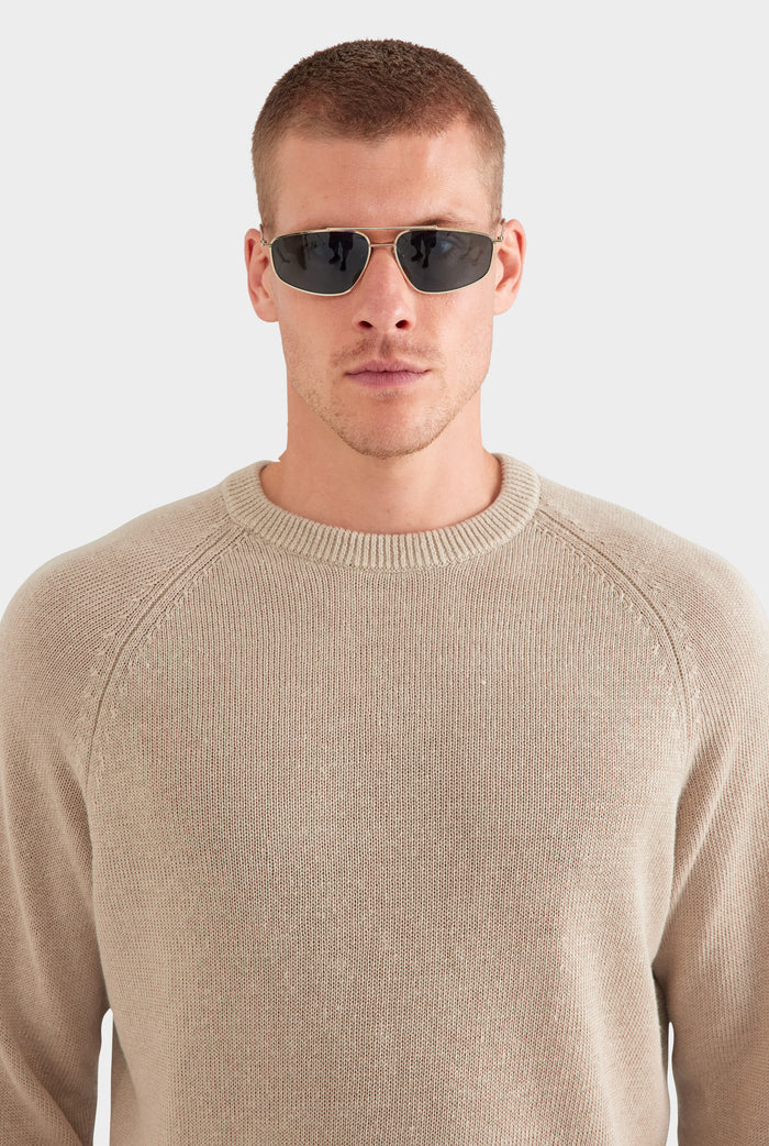 Linen Raglan Sweater - Taupe