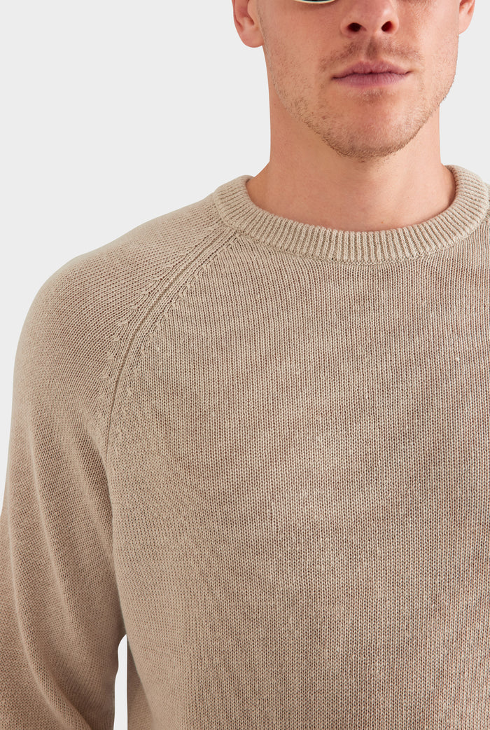 Linen Raglan Sweater - Taupe