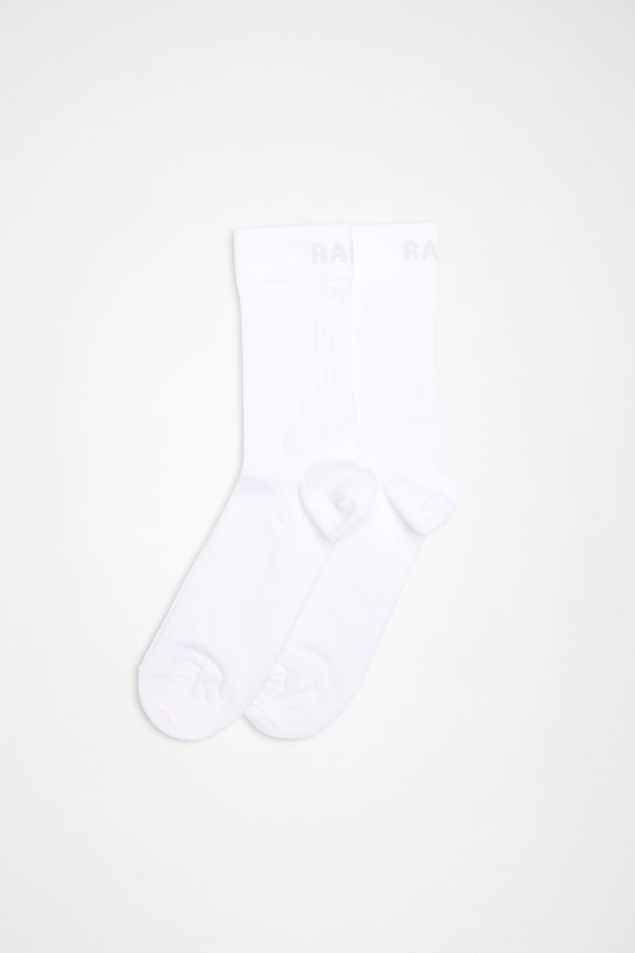 RAINS Logo Socks 2-Pack White/White Socks