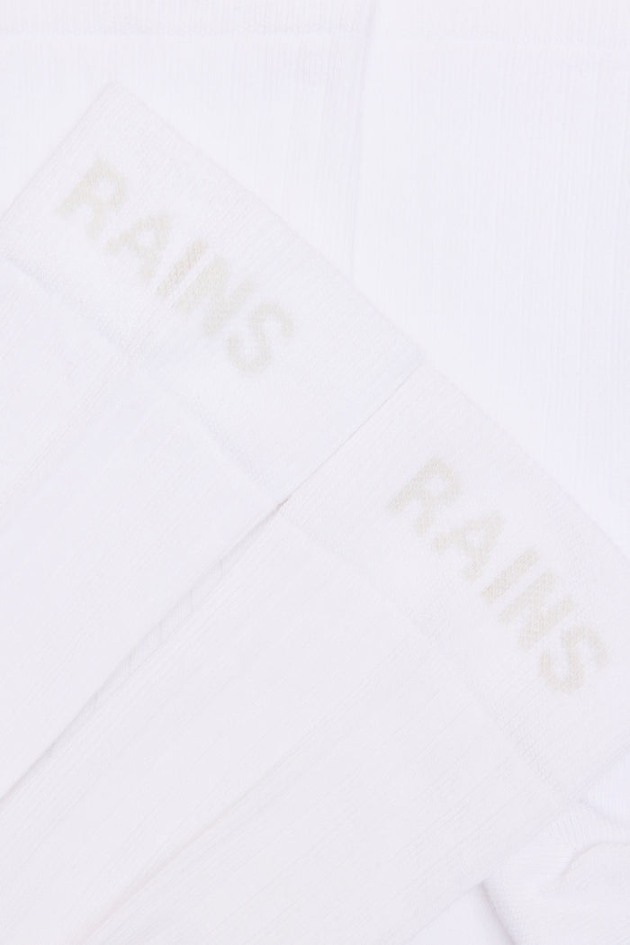RAINS Logo Socks 2-Pack White/White Socks