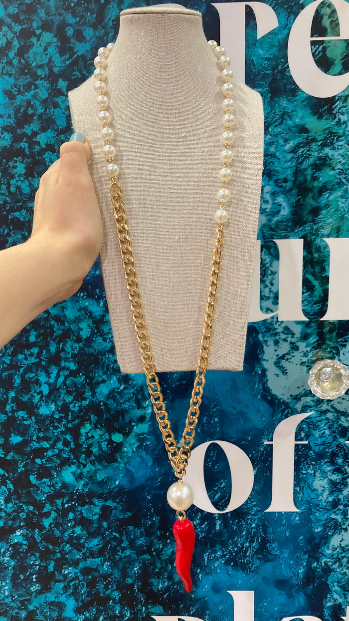 Lucky Horn Long Necklace