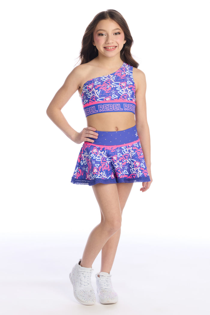 Macy One Shoulder Sports Bra in Rebel Love